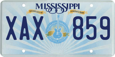 MS license plate XAX859