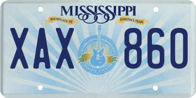 MS license plate XAX860