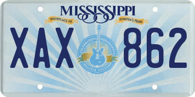 MS license plate XAX862