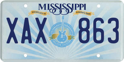 MS license plate XAX863