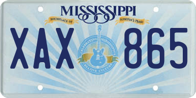 MS license plate XAX865