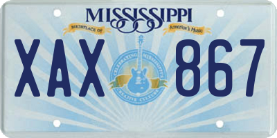 MS license plate XAX867