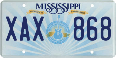 MS license plate XAX868