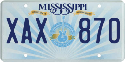 MS license plate XAX870