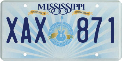 MS license plate XAX871