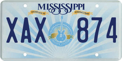 MS license plate XAX874