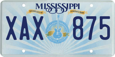 MS license plate XAX875