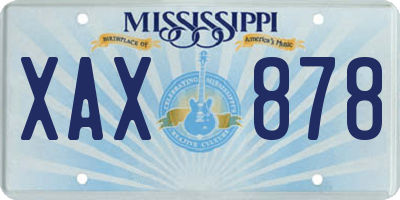 MS license plate XAX878