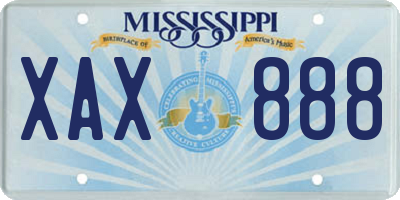 MS license plate XAX888