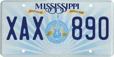 MS license plate XAX890