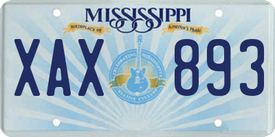 MS license plate XAX893
