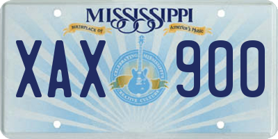 MS license plate XAX900