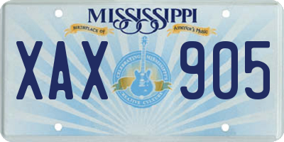MS license plate XAX905