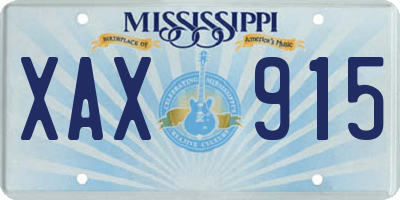 MS license plate XAX915
