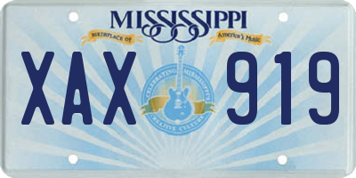 MS license plate XAX919