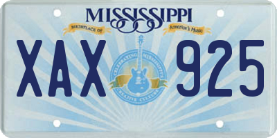 MS license plate XAX925