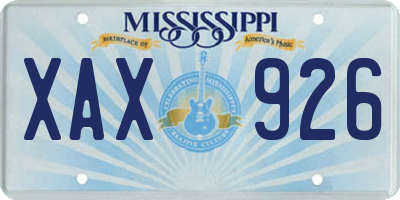 MS license plate XAX926