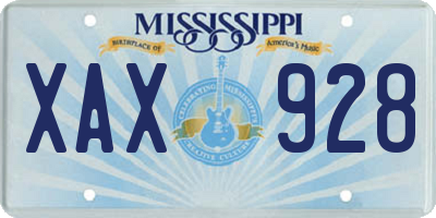 MS license plate XAX928