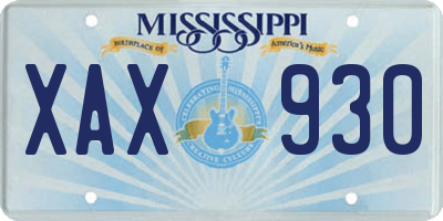 MS license plate XAX930