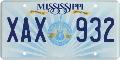 MS license plate XAX932