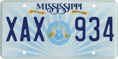 MS license plate XAX934