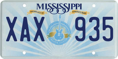 MS license plate XAX935