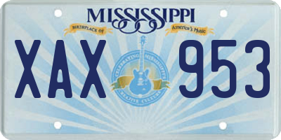 MS license plate XAX953