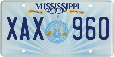 MS license plate XAX960