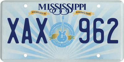 MS license plate XAX962