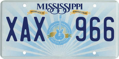 MS license plate XAX966