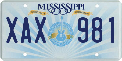 MS license plate XAX981