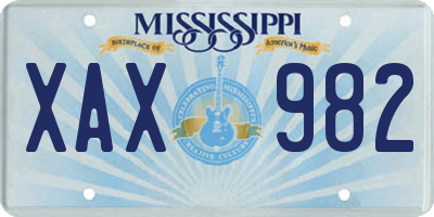 MS license plate XAX982