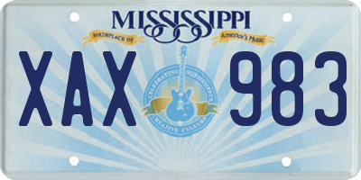 MS license plate XAX983