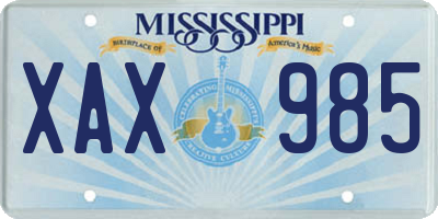 MS license plate XAX985