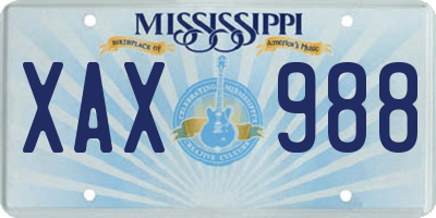 MS license plate XAX988