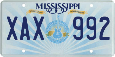 MS license plate XAX992