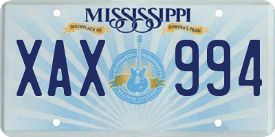 MS license plate XAX994