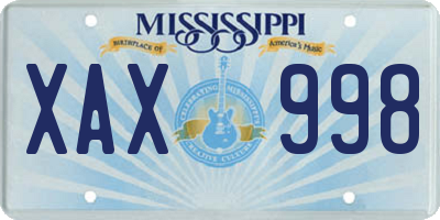 MS license plate XAX998