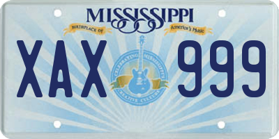 MS license plate XAX999