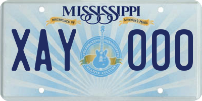 MS license plate XAY000