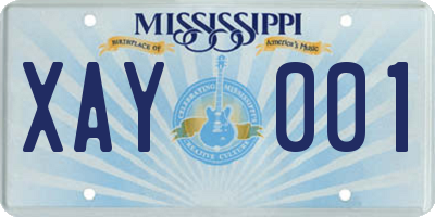 MS license plate XAY001