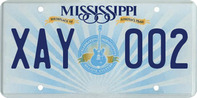 MS license plate XAY002