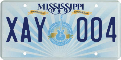 MS license plate XAY004