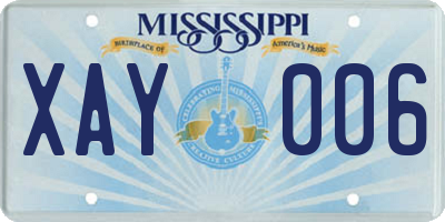 MS license plate XAY006
