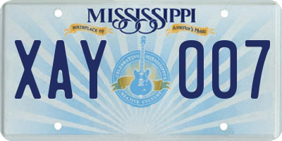 MS license plate XAY007