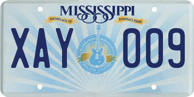 MS license plate XAY009