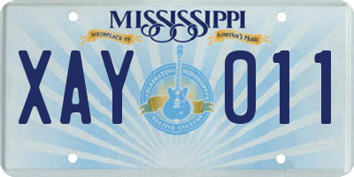 MS license plate XAY011