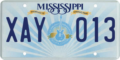 MS license plate XAY013