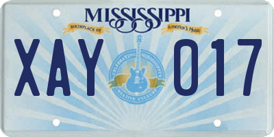 MS license plate XAY017