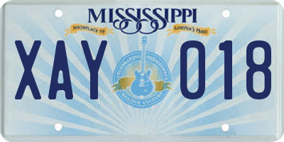 MS license plate XAY018